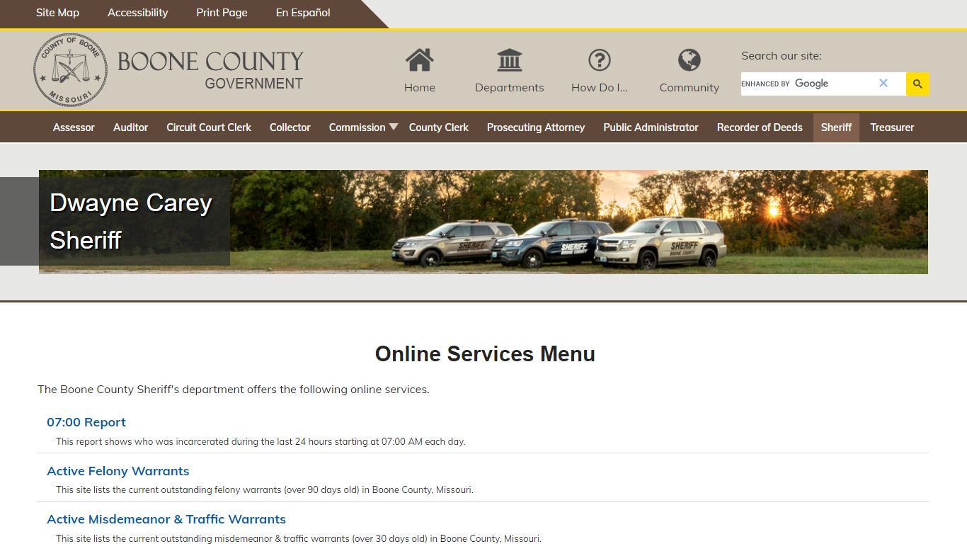 ONLINE SERVICES MENU